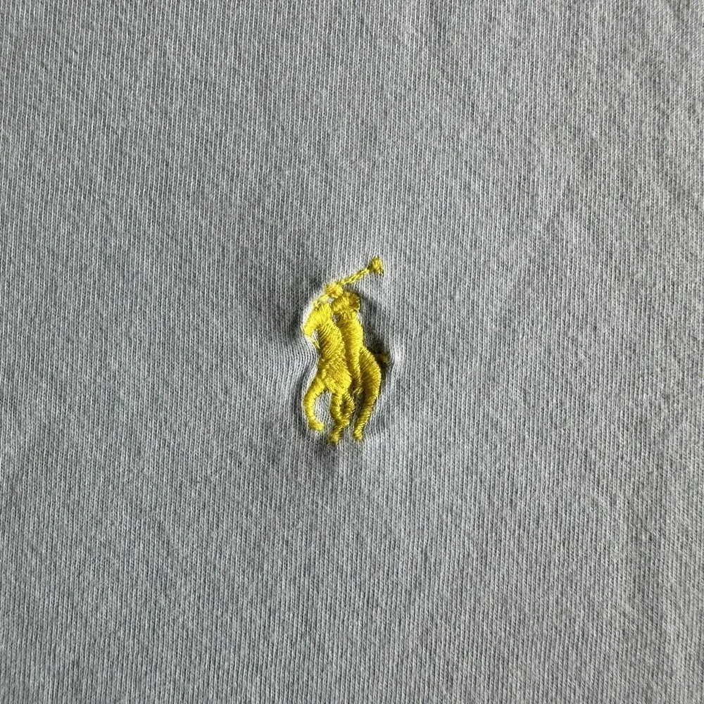 Polo Ralph Lauren Shirt Mens M Blue V‎ Neck Yellow Pony Logo Classic Fit